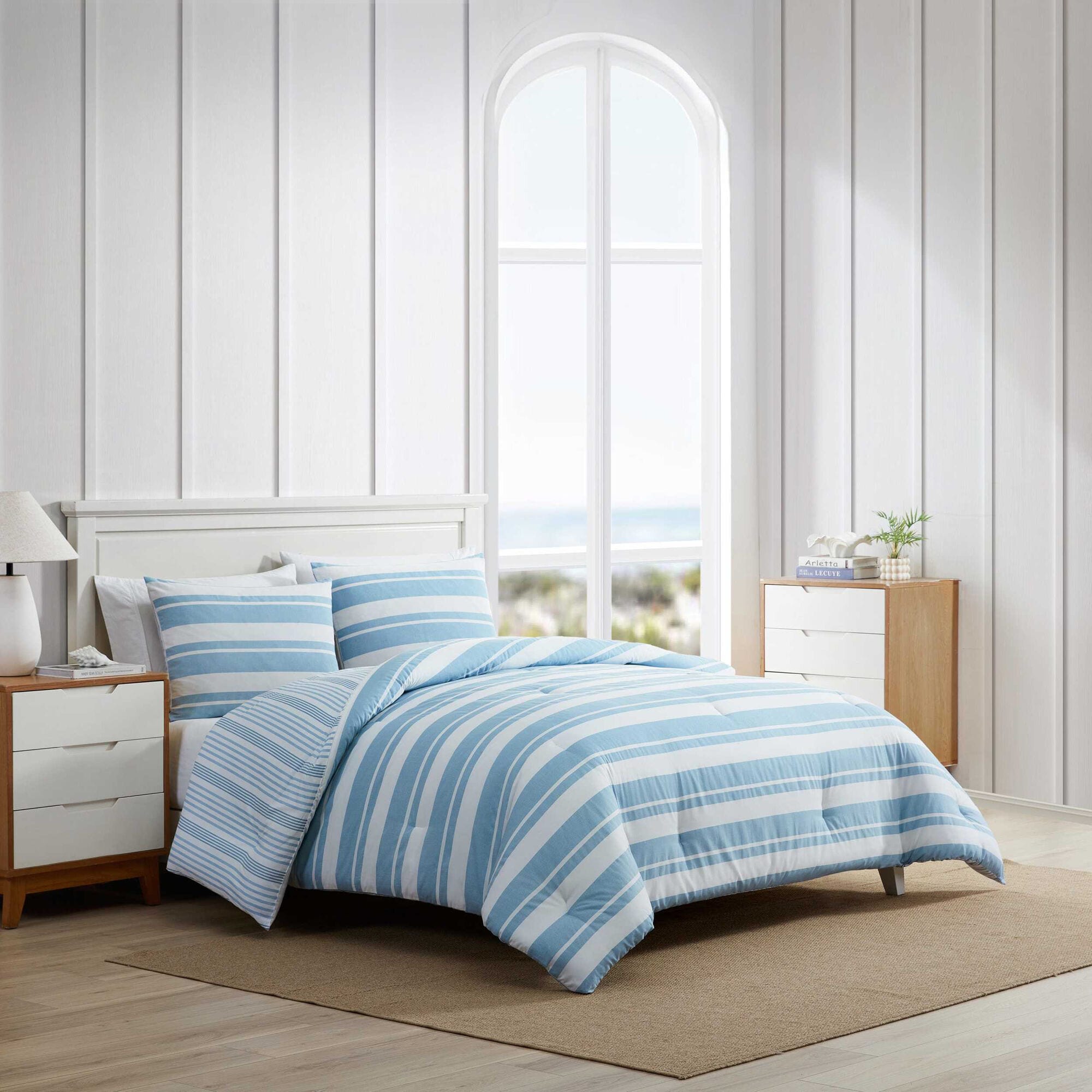 Nautica Riverside Stripe Blue Twin Comforter Set