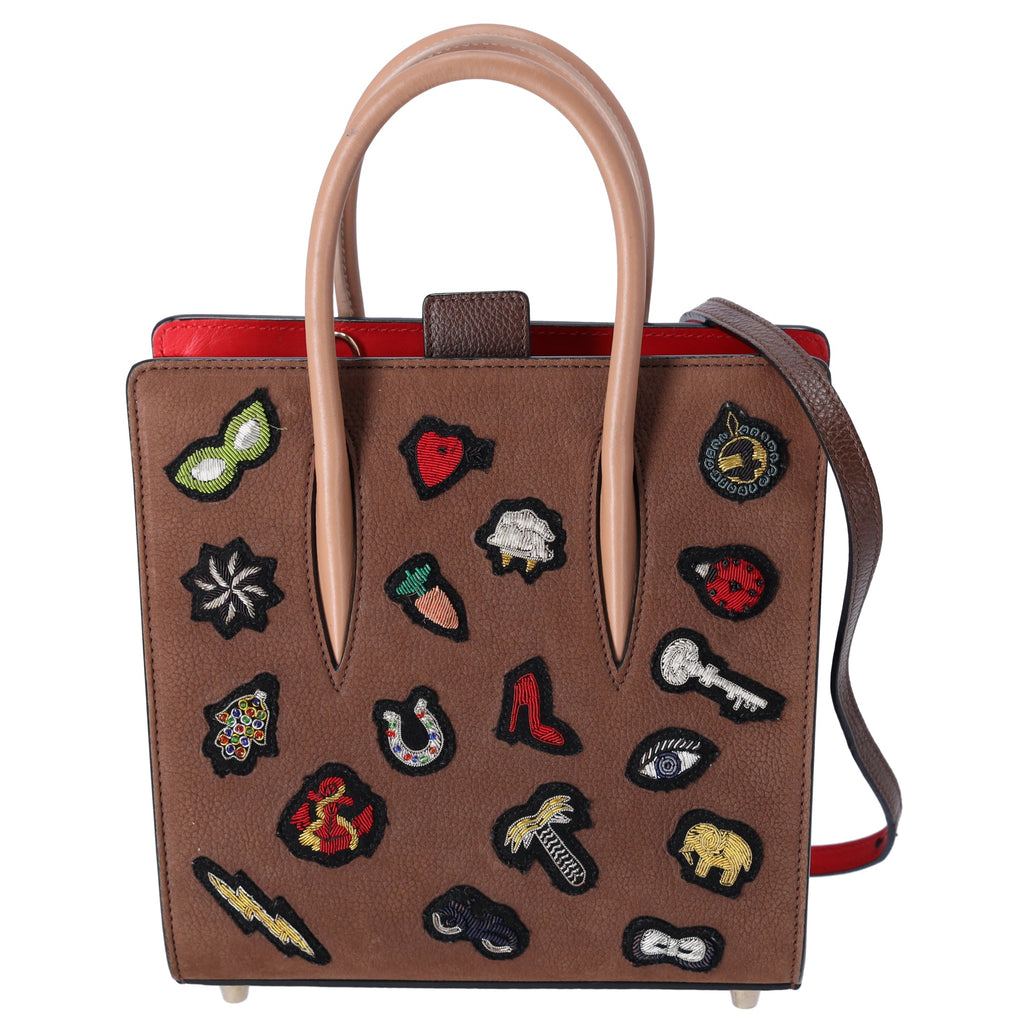 Christian Louboutin Nubuck Patch Small Eccusion Paloma Satchel Shoulder Bag