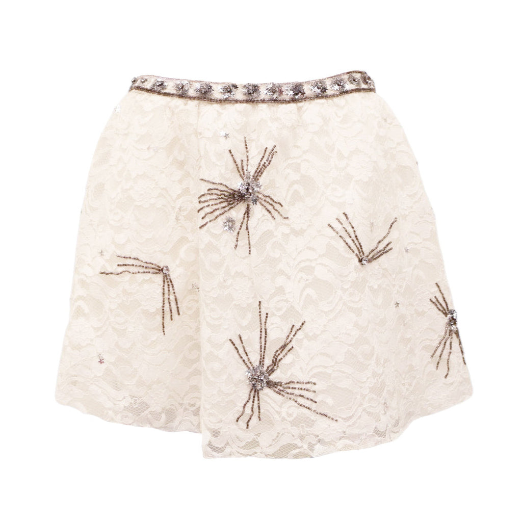 LOVESHACKFANCY 'KEZIA SKIRT' IN 'TRUE WHITE' - SIZE 6