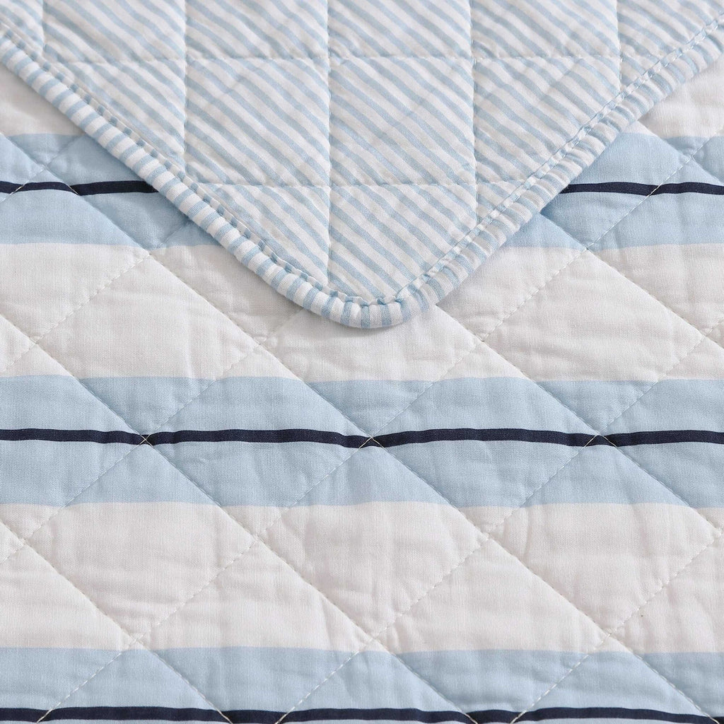 Nautica Tim Stripe Blue Twin Quilt Set