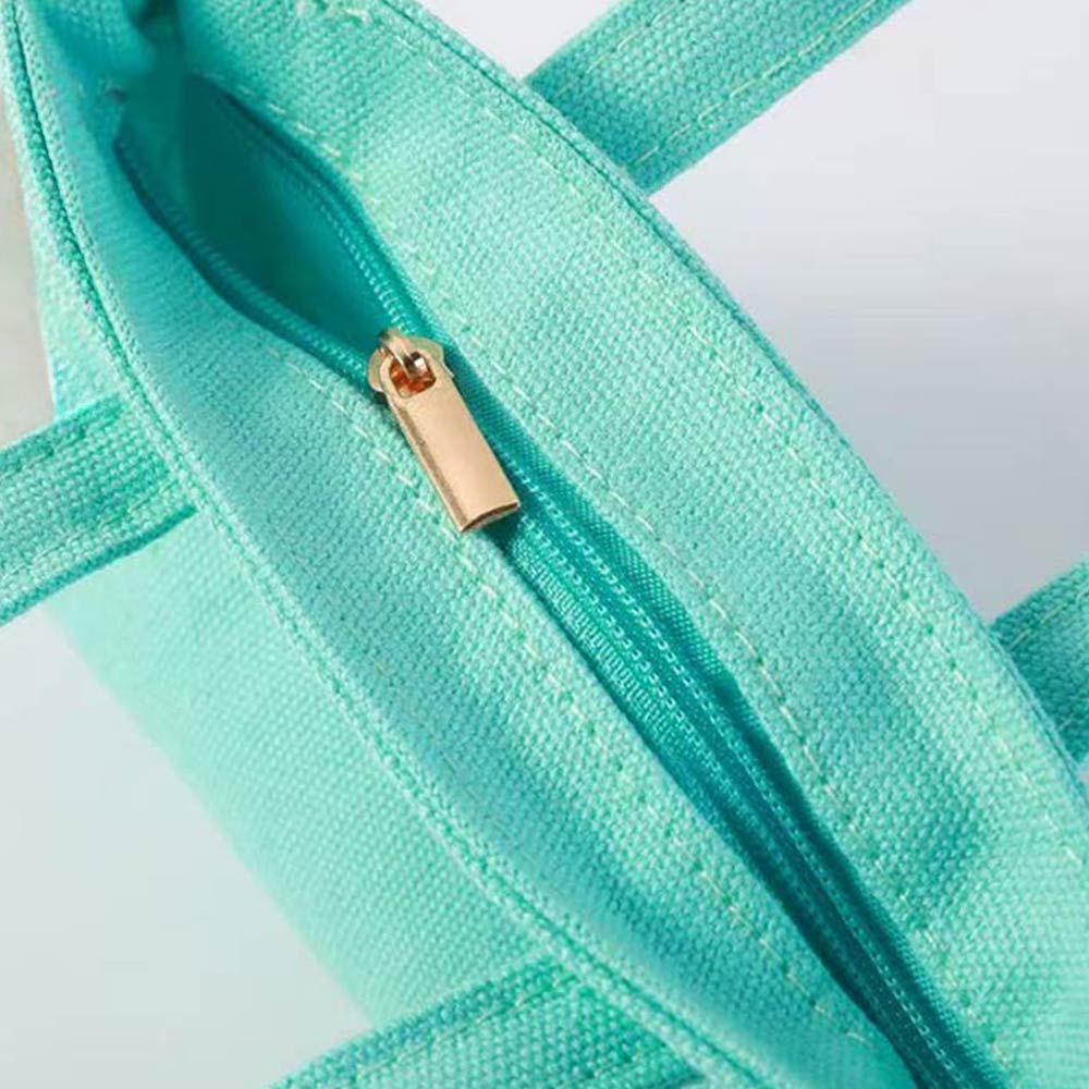 SUMMER Letter Embroidered Small Canvas Tote Bag