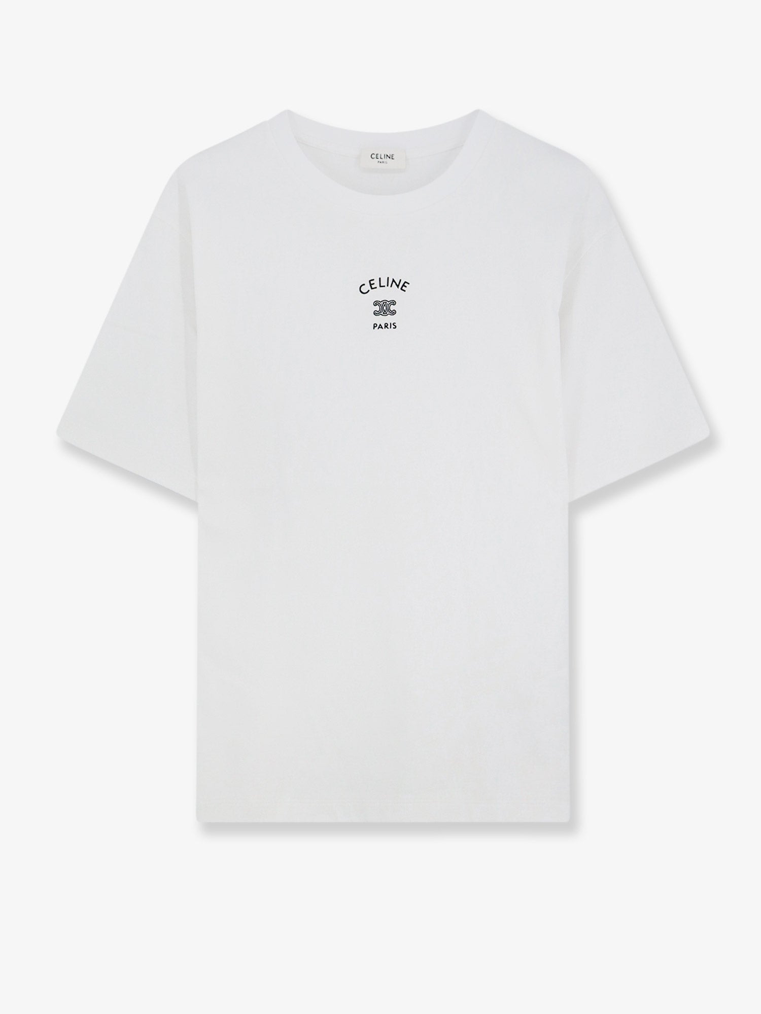 Celine Women Cotton Blend T-Shirt With Front Logo Print