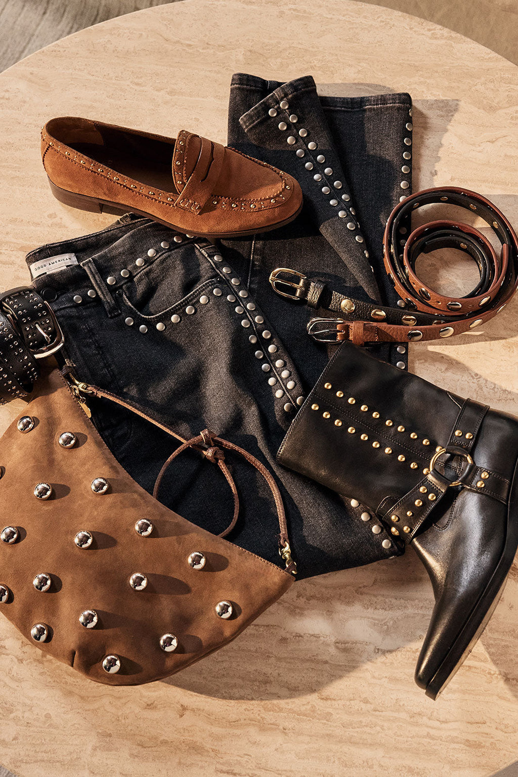 Women's Studded Lune Bag