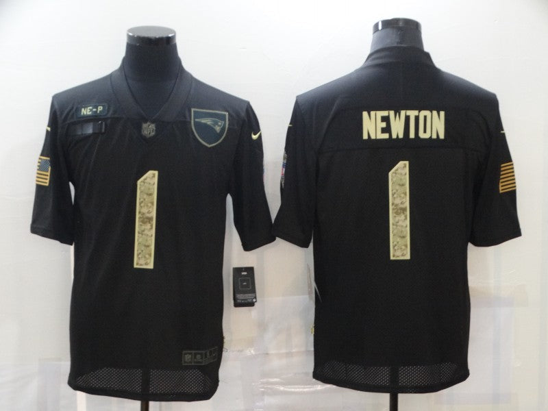 Men's New England Patriots Cam Newton #1 Black Player Game jersey