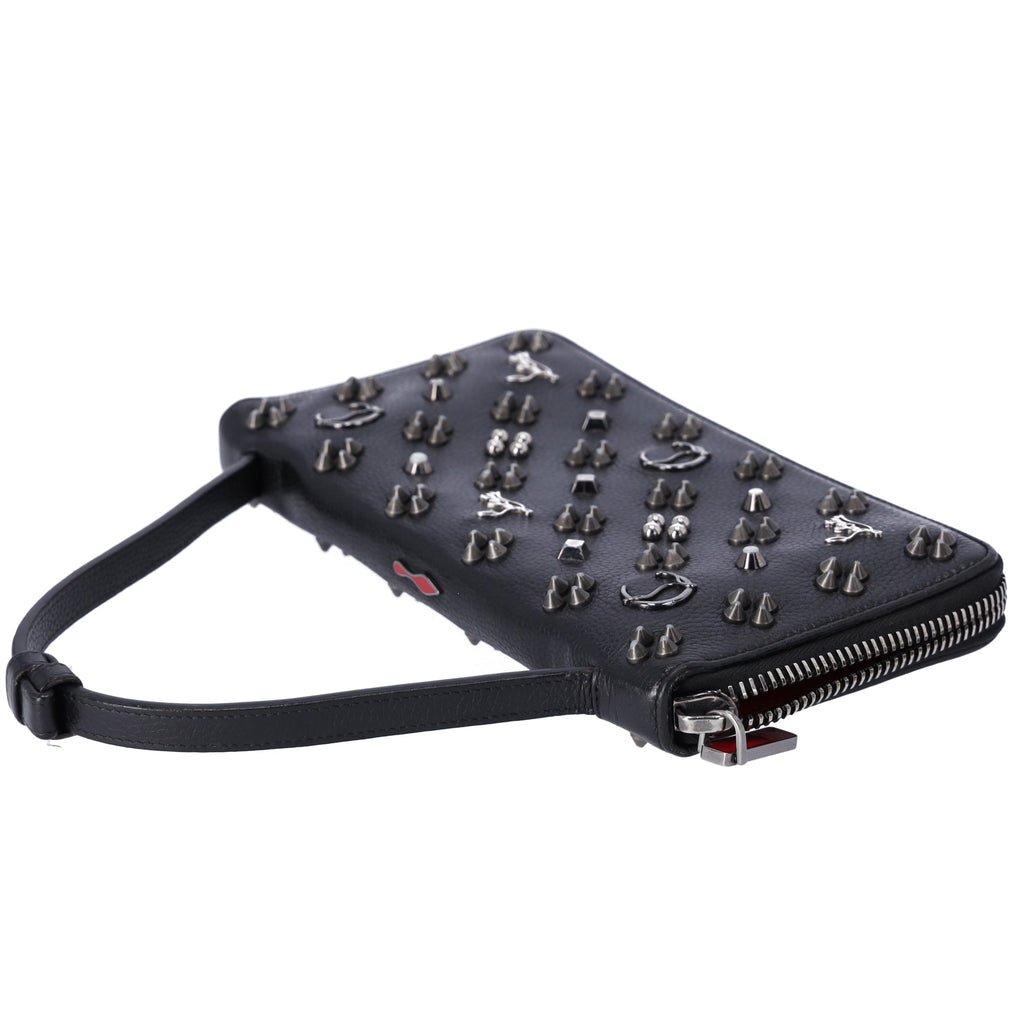 Christian Louboutin Panettone Wallet XL Clutch 1175110 Black Leather Beaded