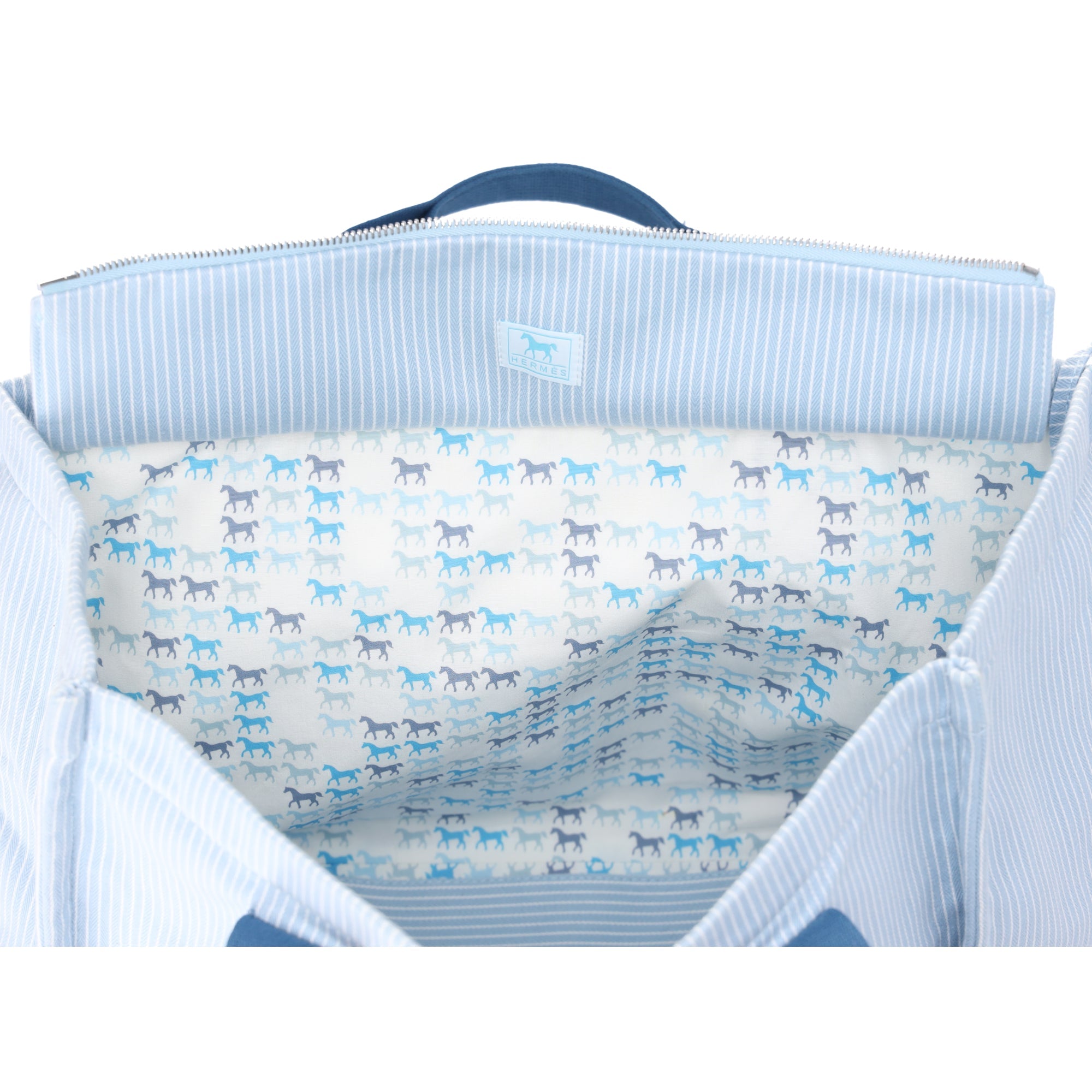 HERMES Cotton Canvas Cavalcolor Nappy Diaper Bag Baby Blue