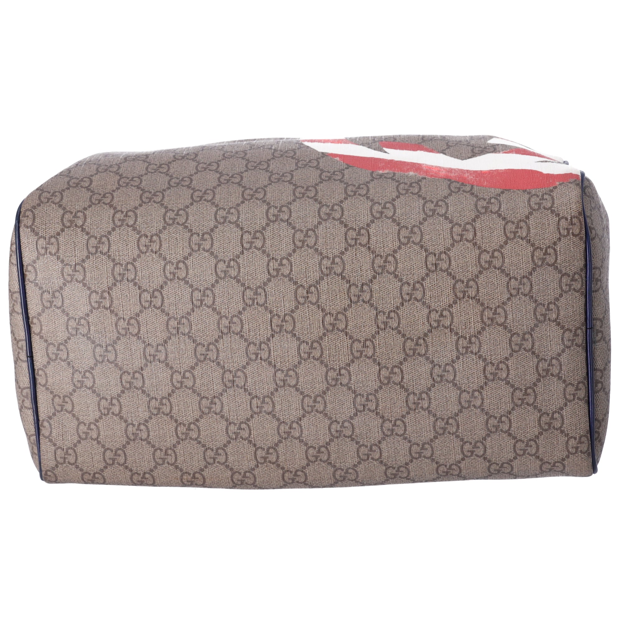 GUCCI GG Handbag 195451 Beige Navy Multi PVC Leather US Flag