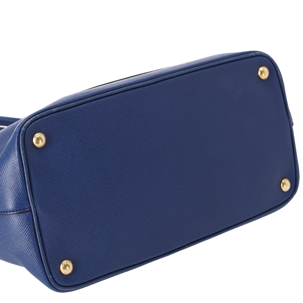 PRADA Logo Tote Bag BN2729 Blue Saffiano Cuir Leather