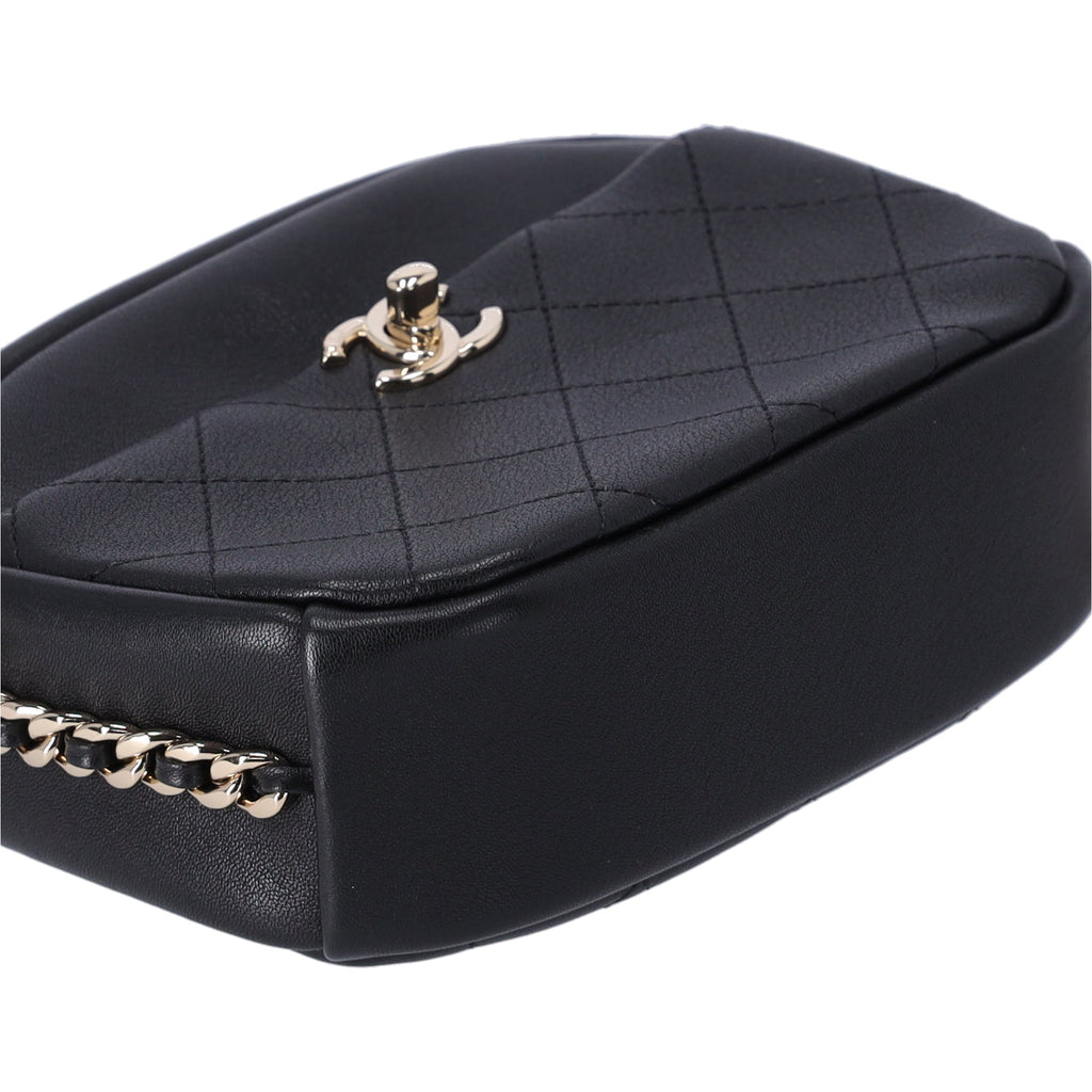 Chanel Quilted Lambskin Small Casual Trip Camera Bag Crossbody Black