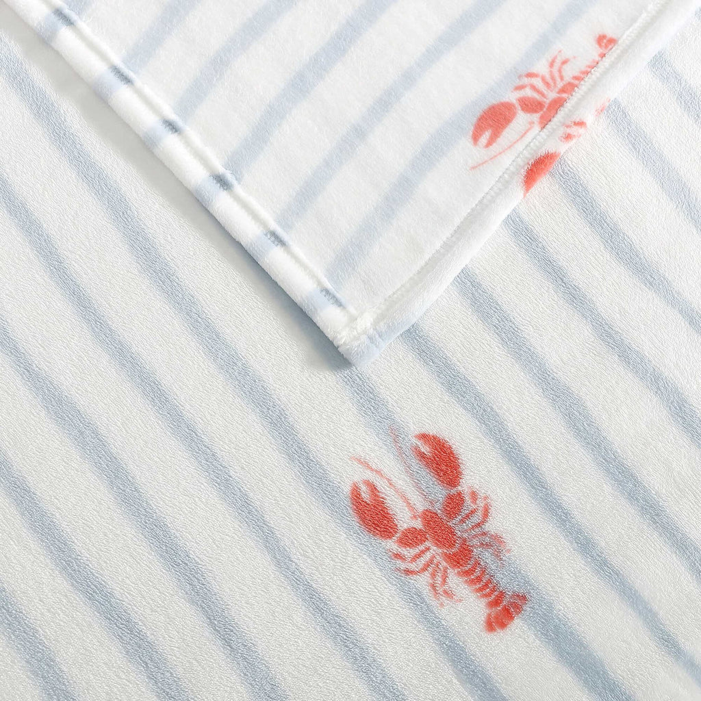 Nautica Lobster Watercolor Stripes Full/Queen Blanket