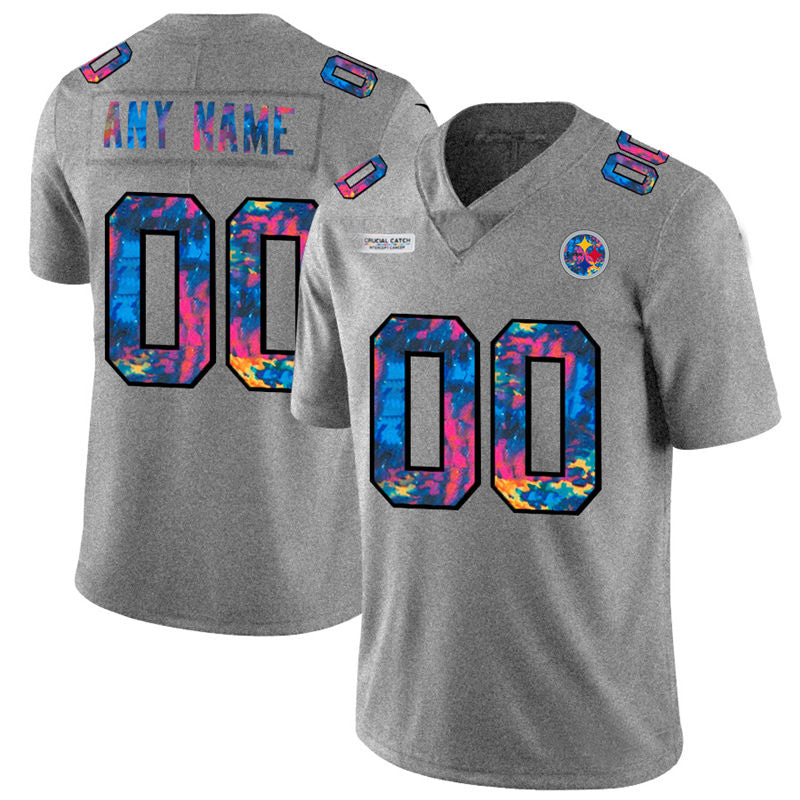custom Pittsburgh Steelers Multi-Color 2020 Crucial Catch Vapor Untouchable Limited jersey Greyheather Stitched American Football Jerseys