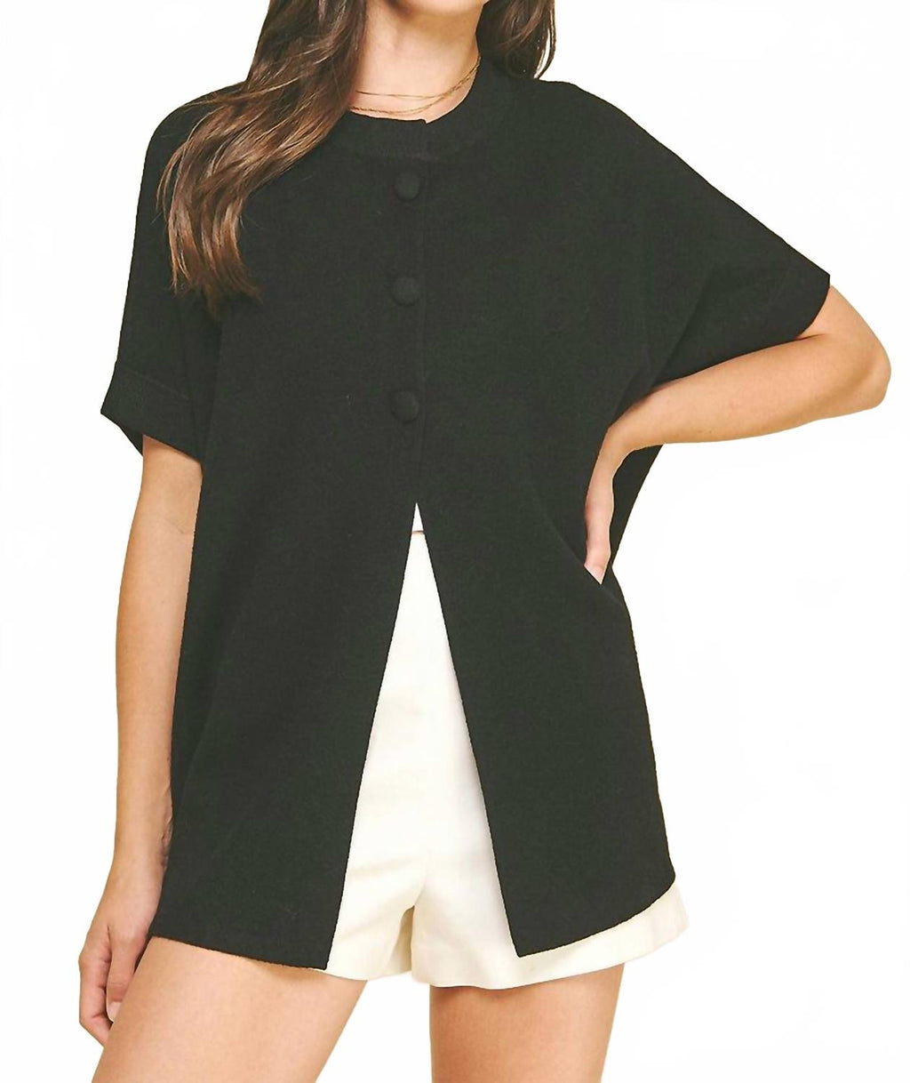 Three Button Sweater In Black