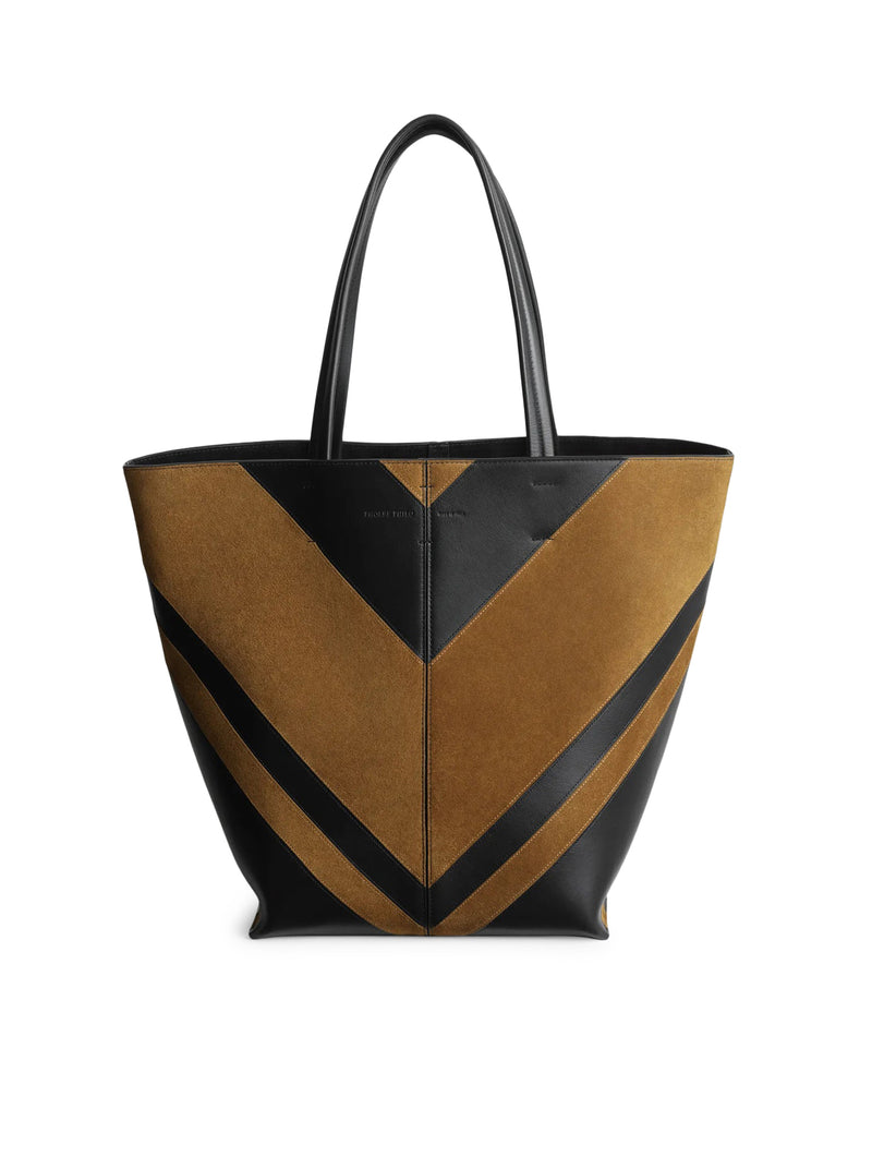 Phoebe Philo Women Pot Cabas In Black Toffee Leather And Suede