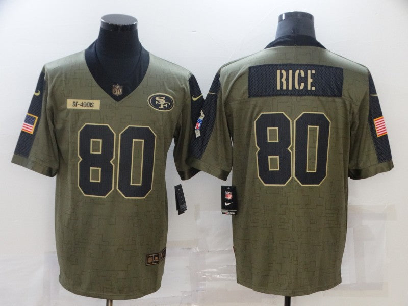 Men's San Francisco 49ers Jerry Rice #80 Brown Player Game Jersey1