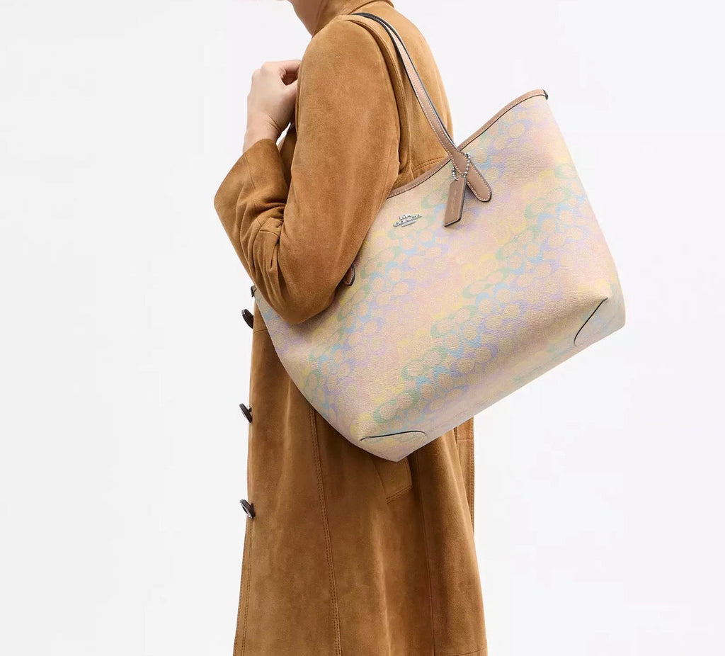 NWT Coach City Tote In Rainbow Signature Canvas