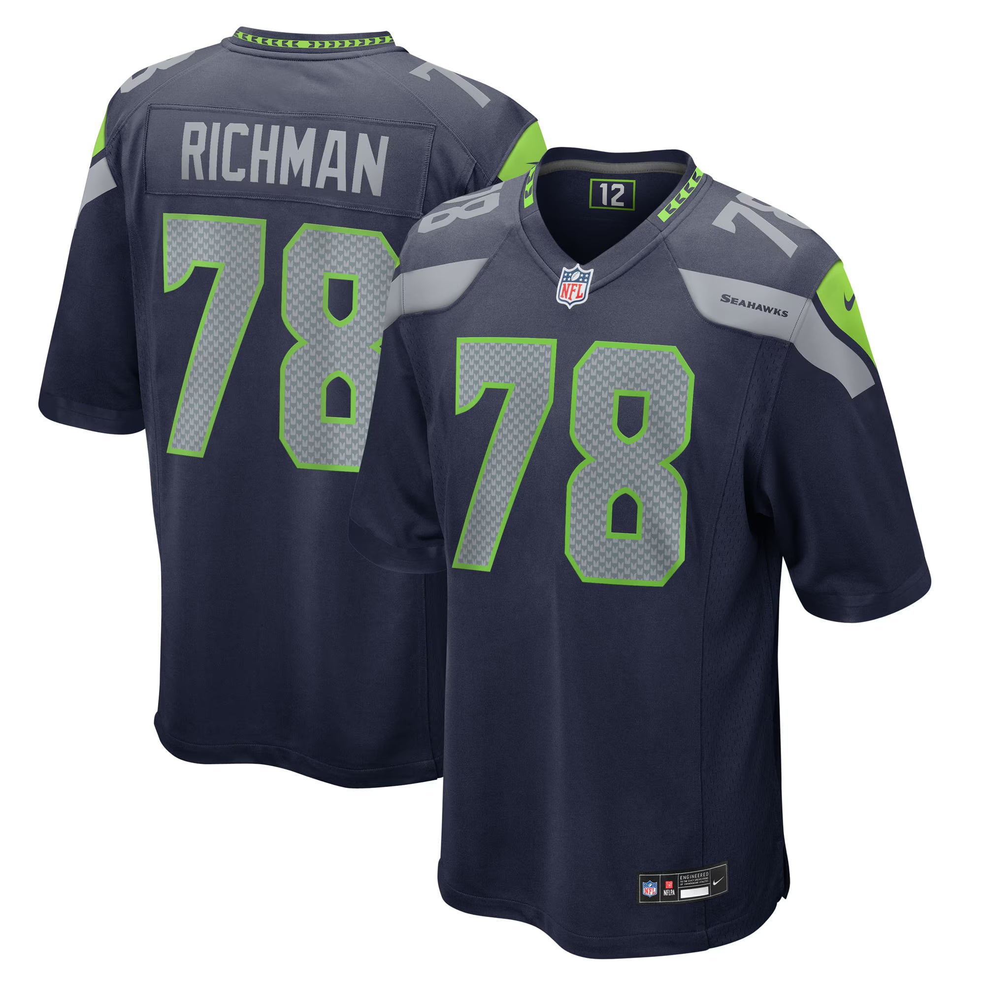Seattle Seahawks Mason Richman College Navy Team Game Jersey