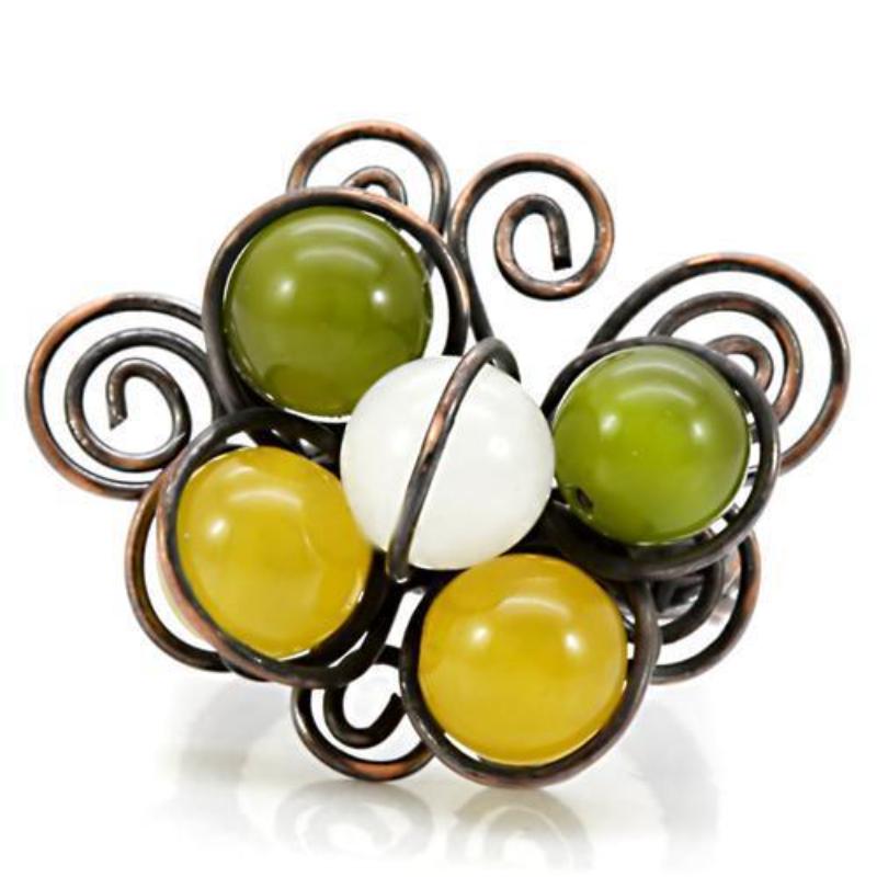 Antique Tone Brass Ring with Assorted in Multi Color