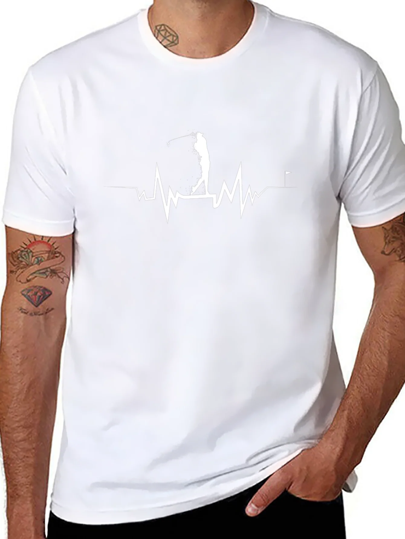 Golf Heartbeat T-Shirt - Black Graphic Tee