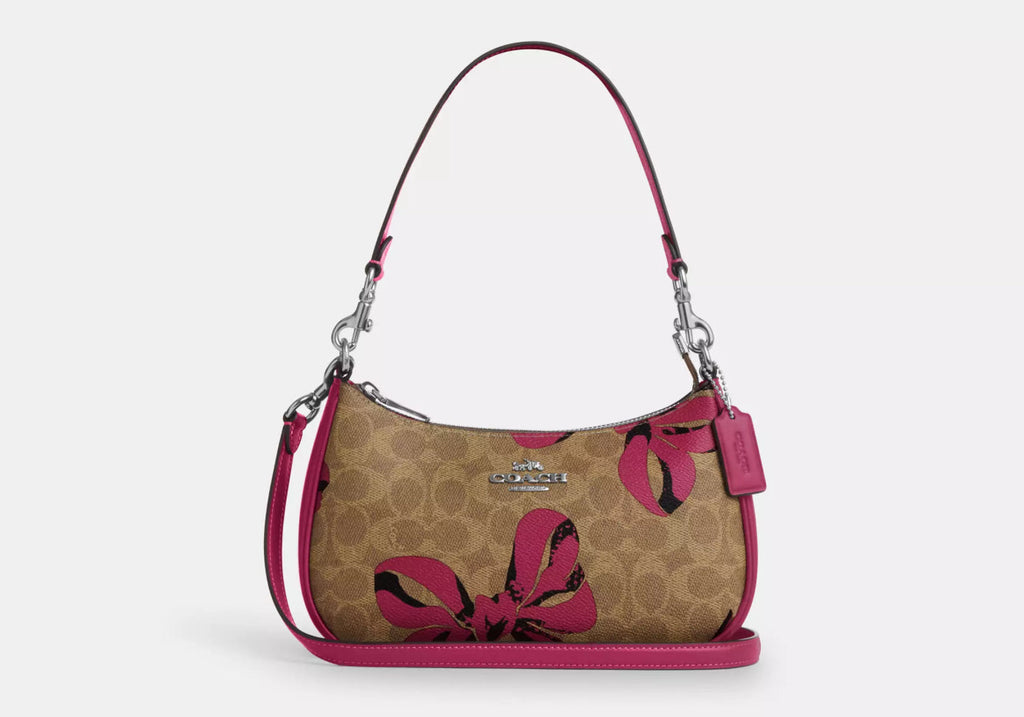 NWT Coach Teri Shoulder/Crossbody Bag In Signature Canvas With Bow Print