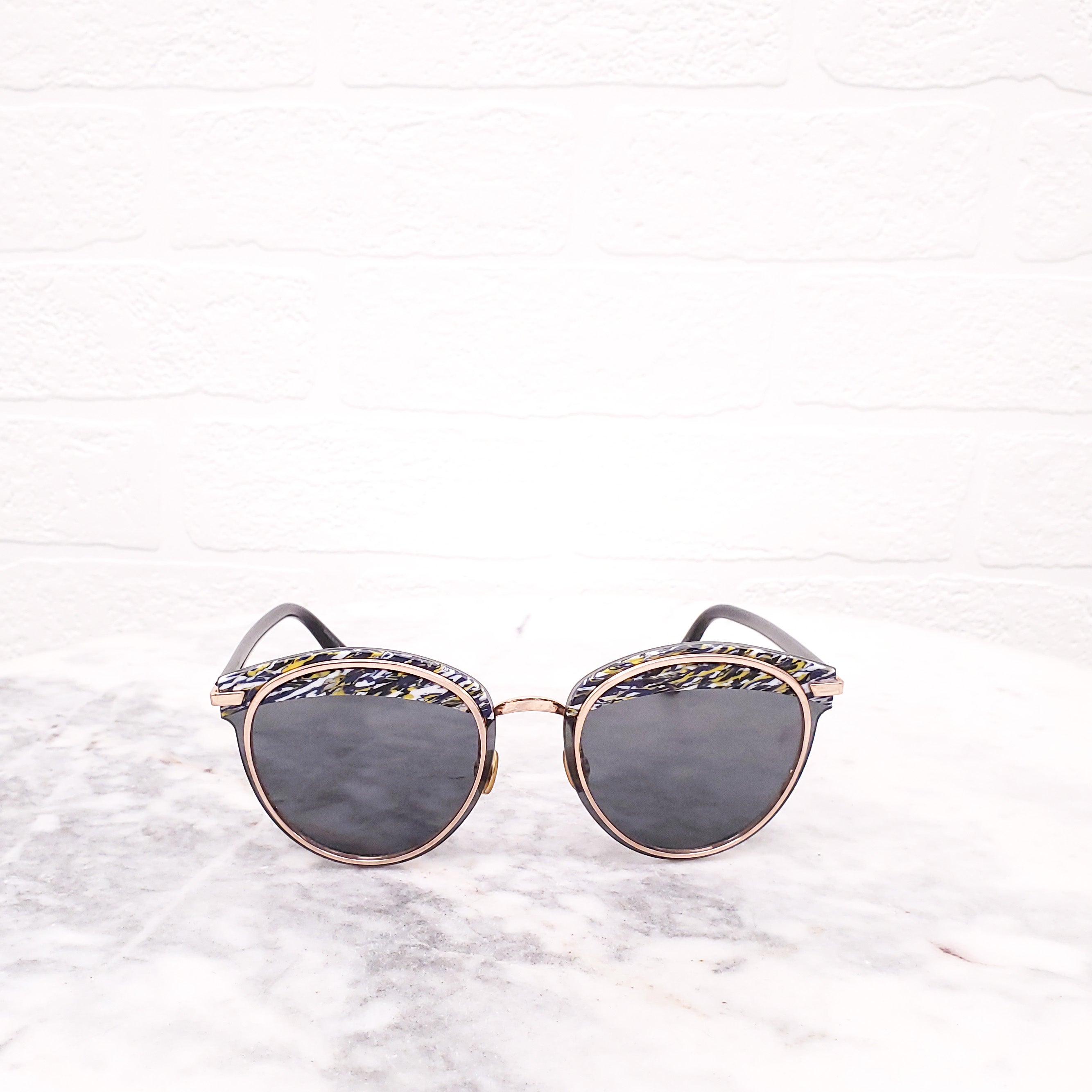 DIOR BLUE AND YELLOW OFFSET SUNGLASSES