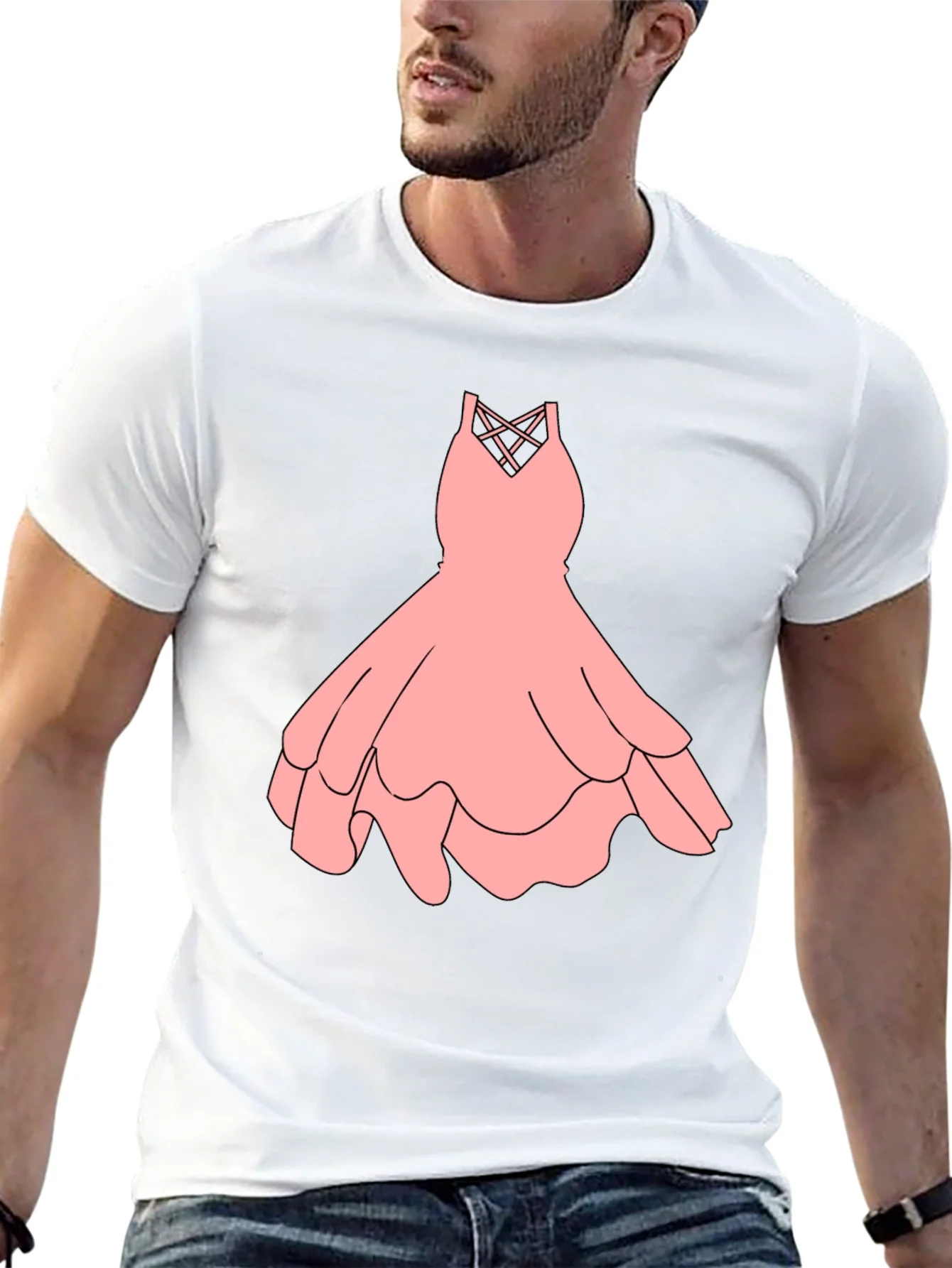 Black Tee with Pink Dress Graphic