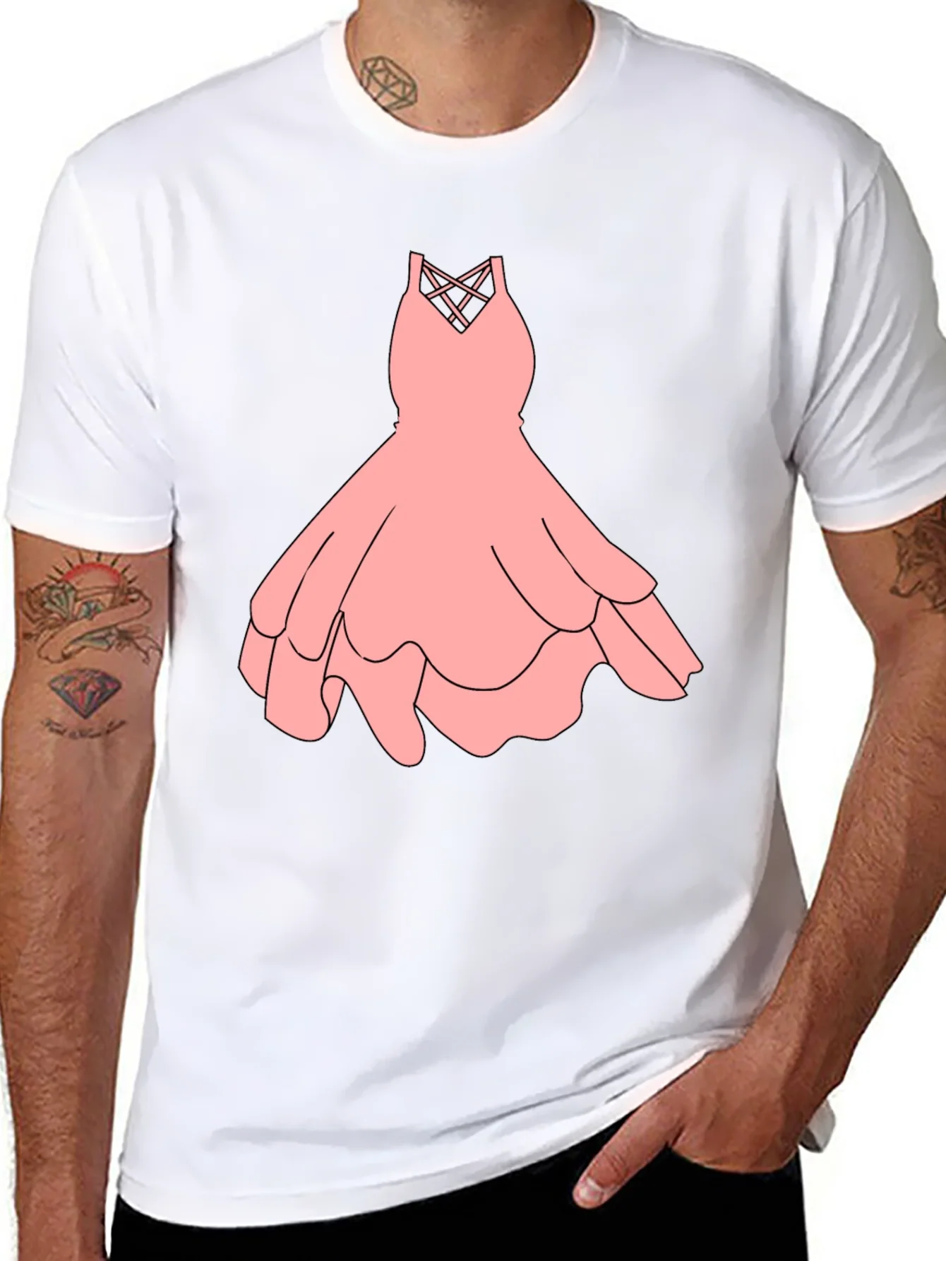 Black Tee with Pink Dress Graphic