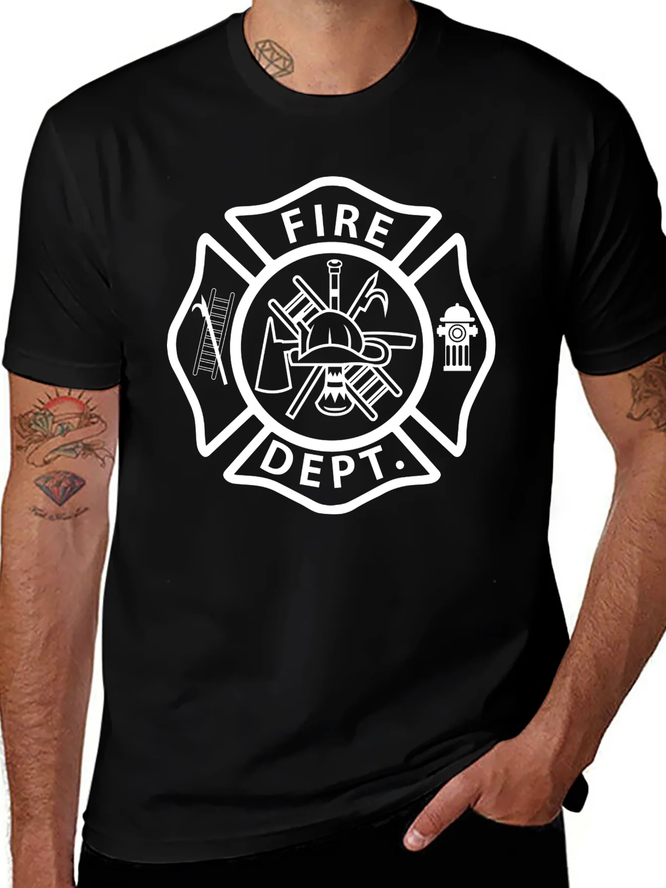 Fire Dept. Emblem Black T-Shirt