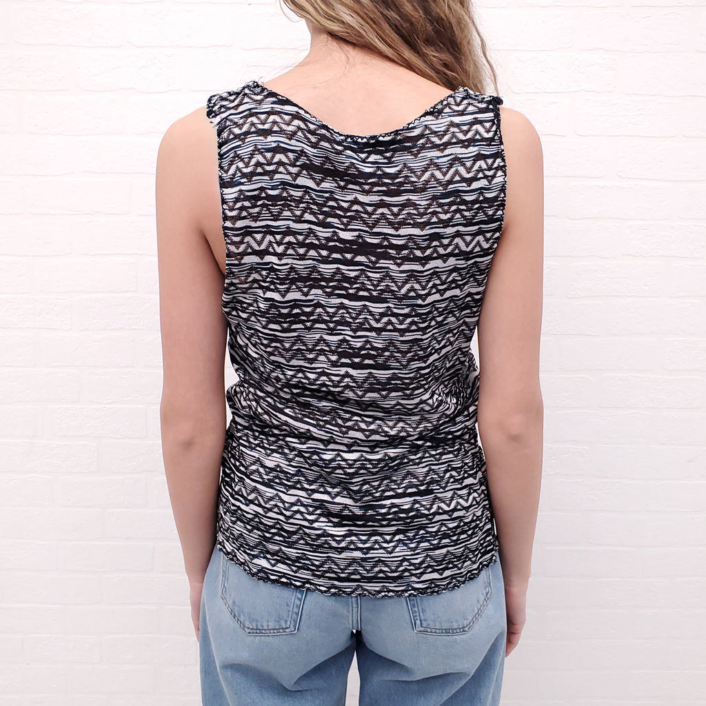 MISSONI VINTAGE TWO PIECE BLACK AND WHITE PATTERNED CARDIGAN SET - SIZE 10