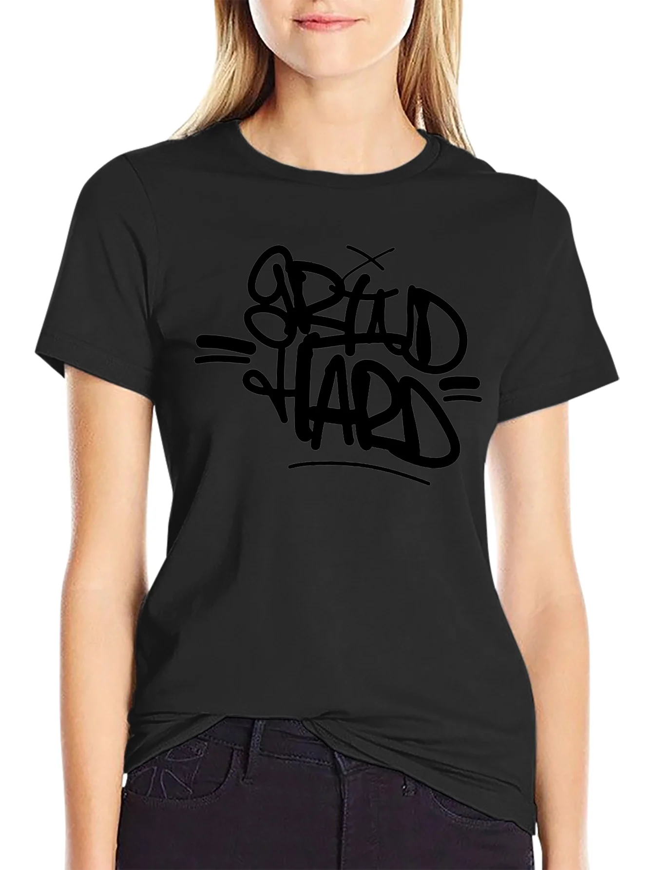 Bold Graphic Tee - Grind Hard - Black Cotton T-Shirt