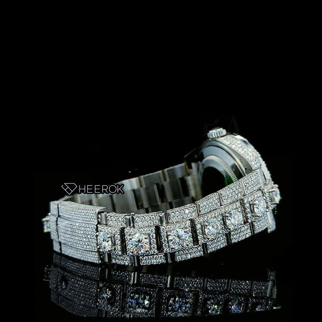 Rolex Datejust Diamond Stick Markers Dial Diamond Bezel Iced Out Moissanite Diamond Oyster Bracelet