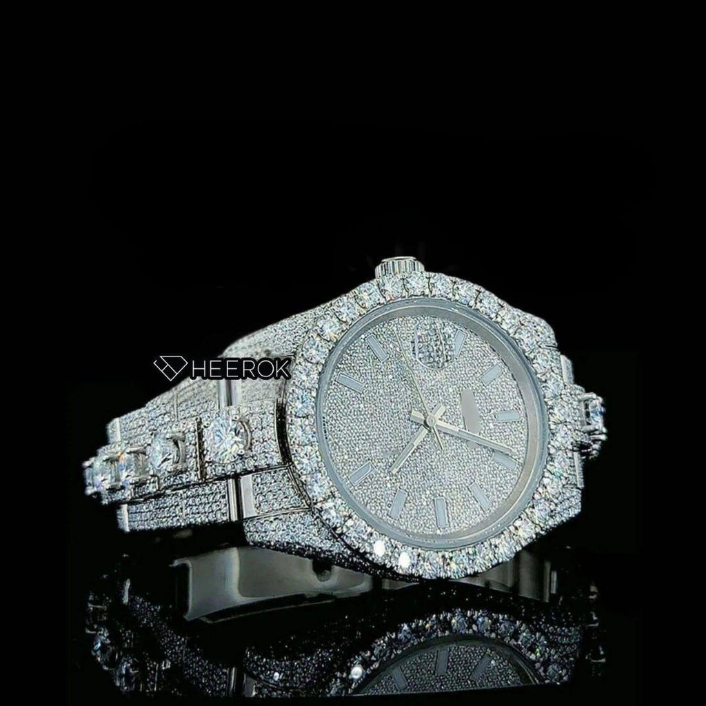 Rolex Datejust Diamond Stick Markers Dial Diamond Bezel Iced Out Moissanite Diamond Oyster Bracelet