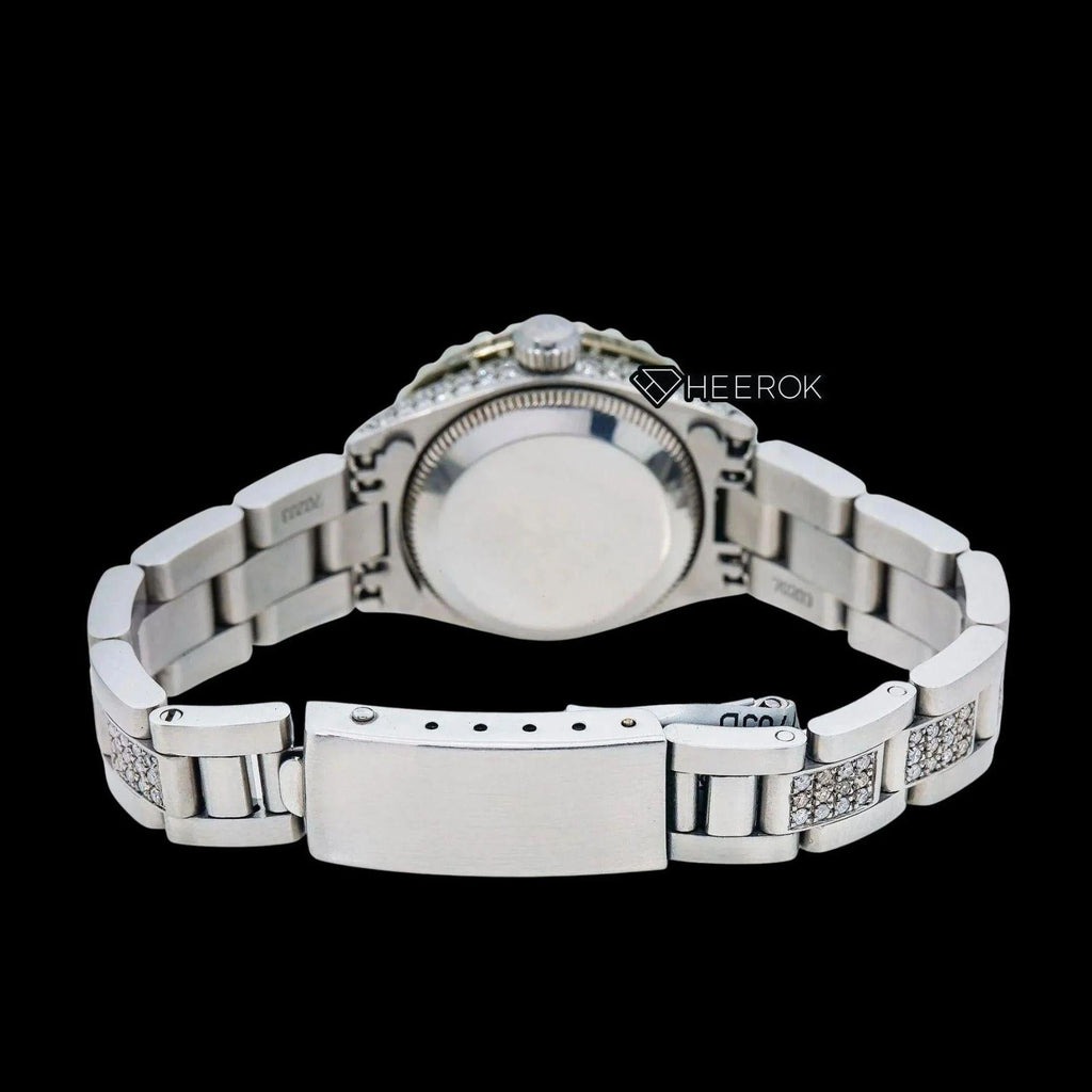 Rolex Datejust Green Dial Diamond Markers Diamond Bezel Semi Iced Moissanite Diamond Oyster Bracelet For Women