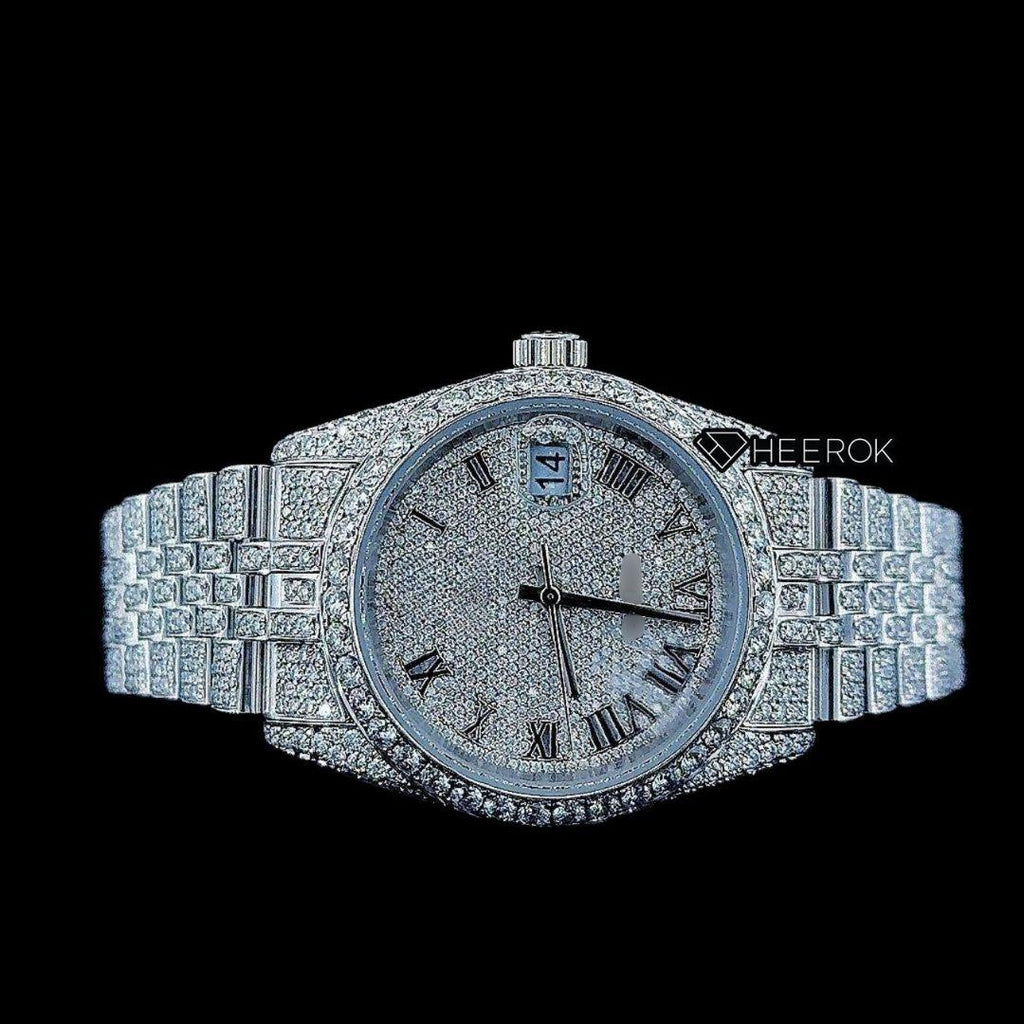 Rolex Datejust Roman Dial Diamond Bezel Fully Iced Moissanite Diamond Jubilee Bracelet