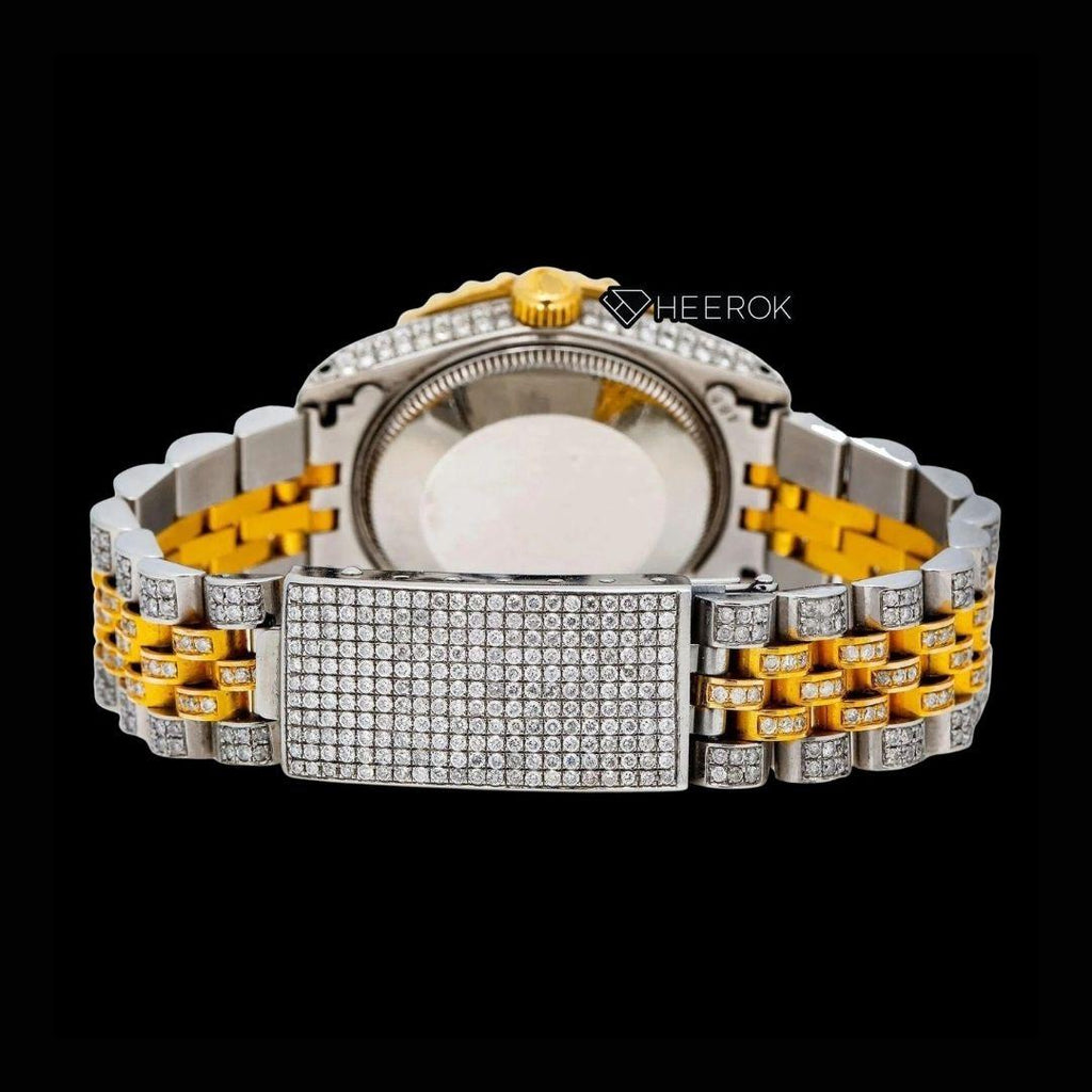 Rolex Datejust Roman Diamond Markers Yellow Dial Diamond Bezel Two Tone Yellow Gold Moissanite Diamond Jubilee Bracelet For Women