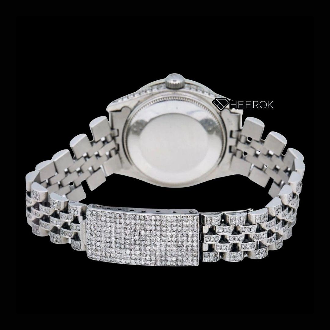 Rolex Datejust Roman Diamond Numerals Dial Diamond Bezel Fully Iced Moissanite Diamond Jubilee Bracelet For Women