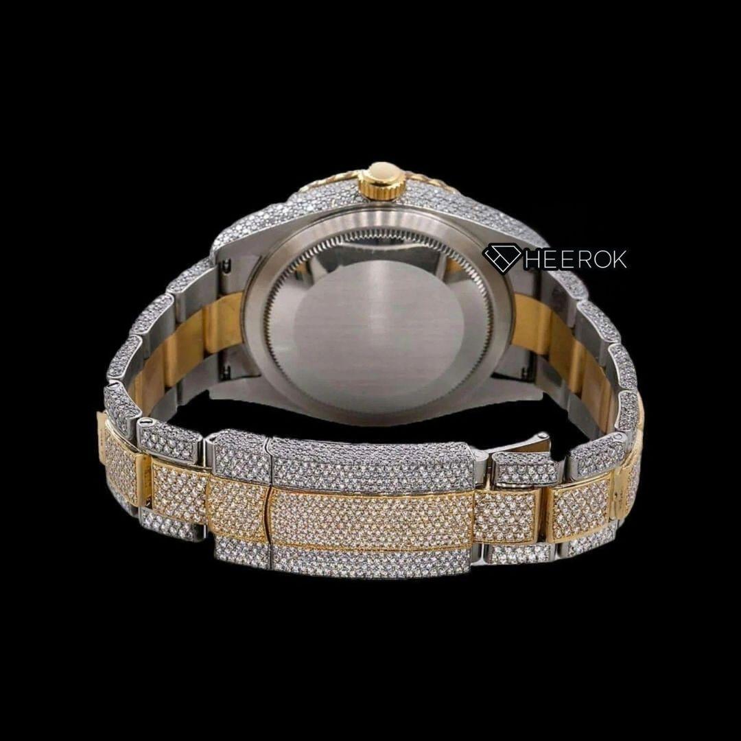Rolex Sky-Dweller Black Arabic Dial Diamond Bezel Two Tone Yellow Gold Moissanite Diamonds Oyster Bracelet For Women
