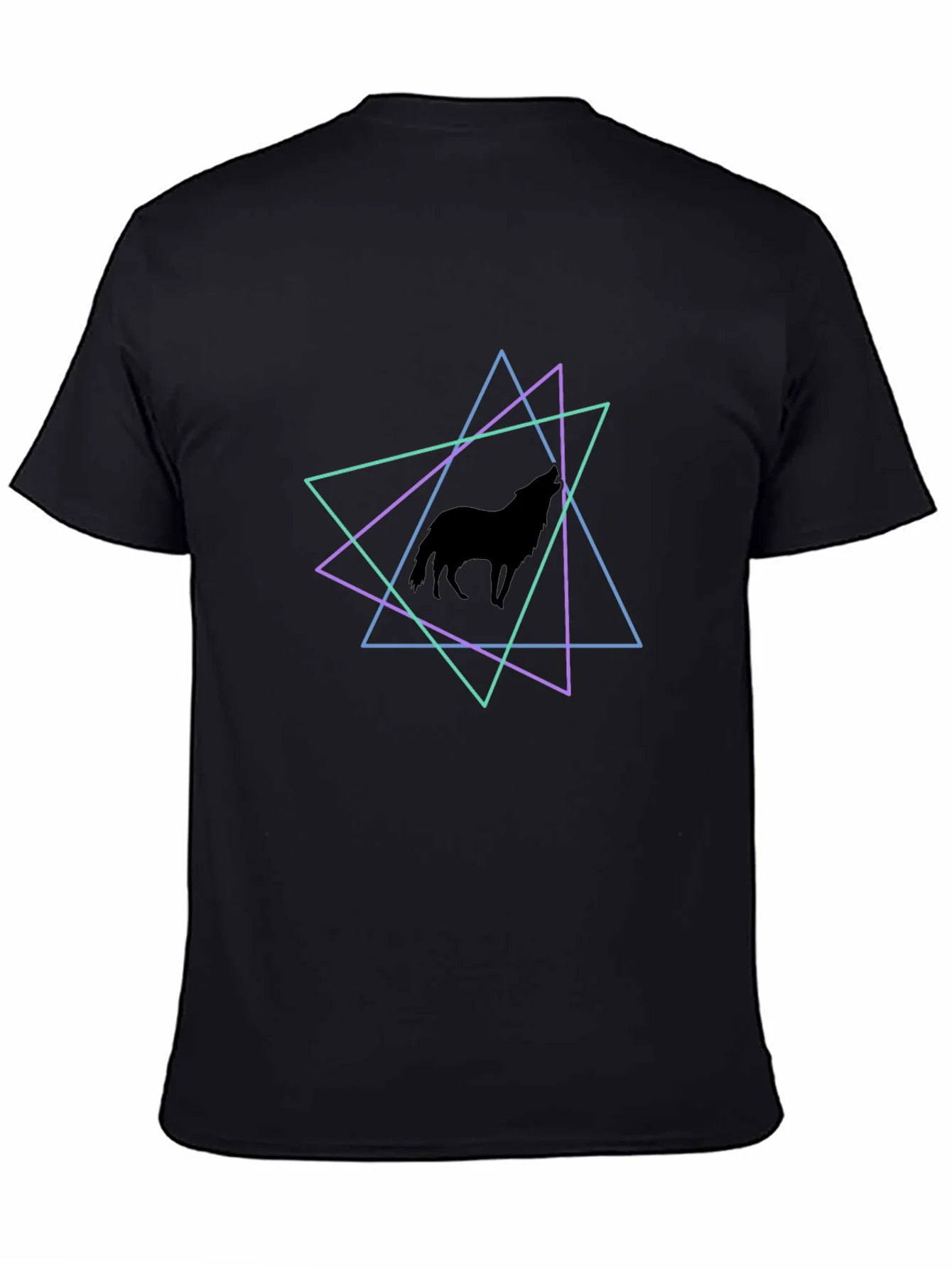 Geometric Wolf T-Shirt - Black