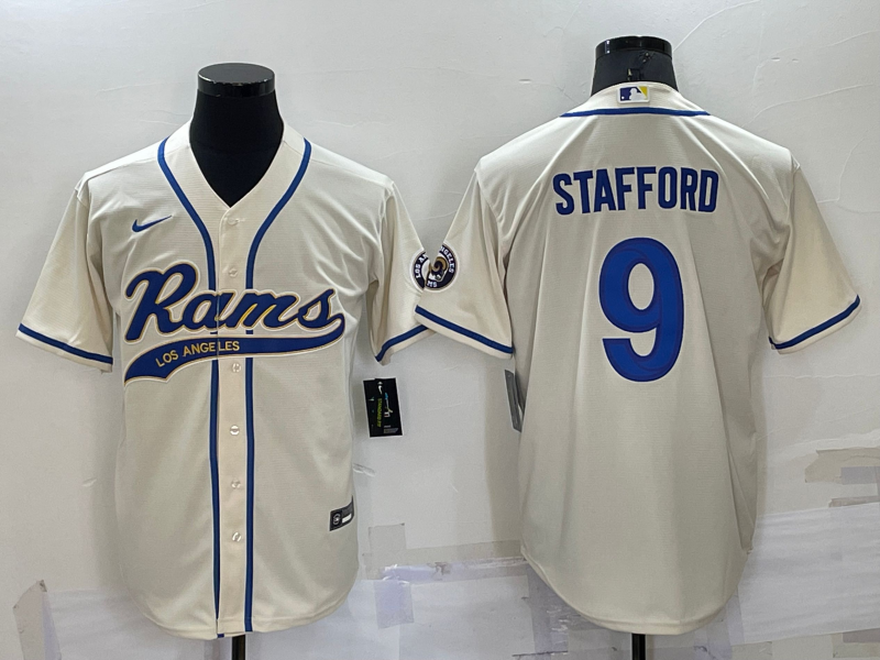 Men's Los Angeles Rams Matthew Stafford #9 Bone Game jersey Joint Edition