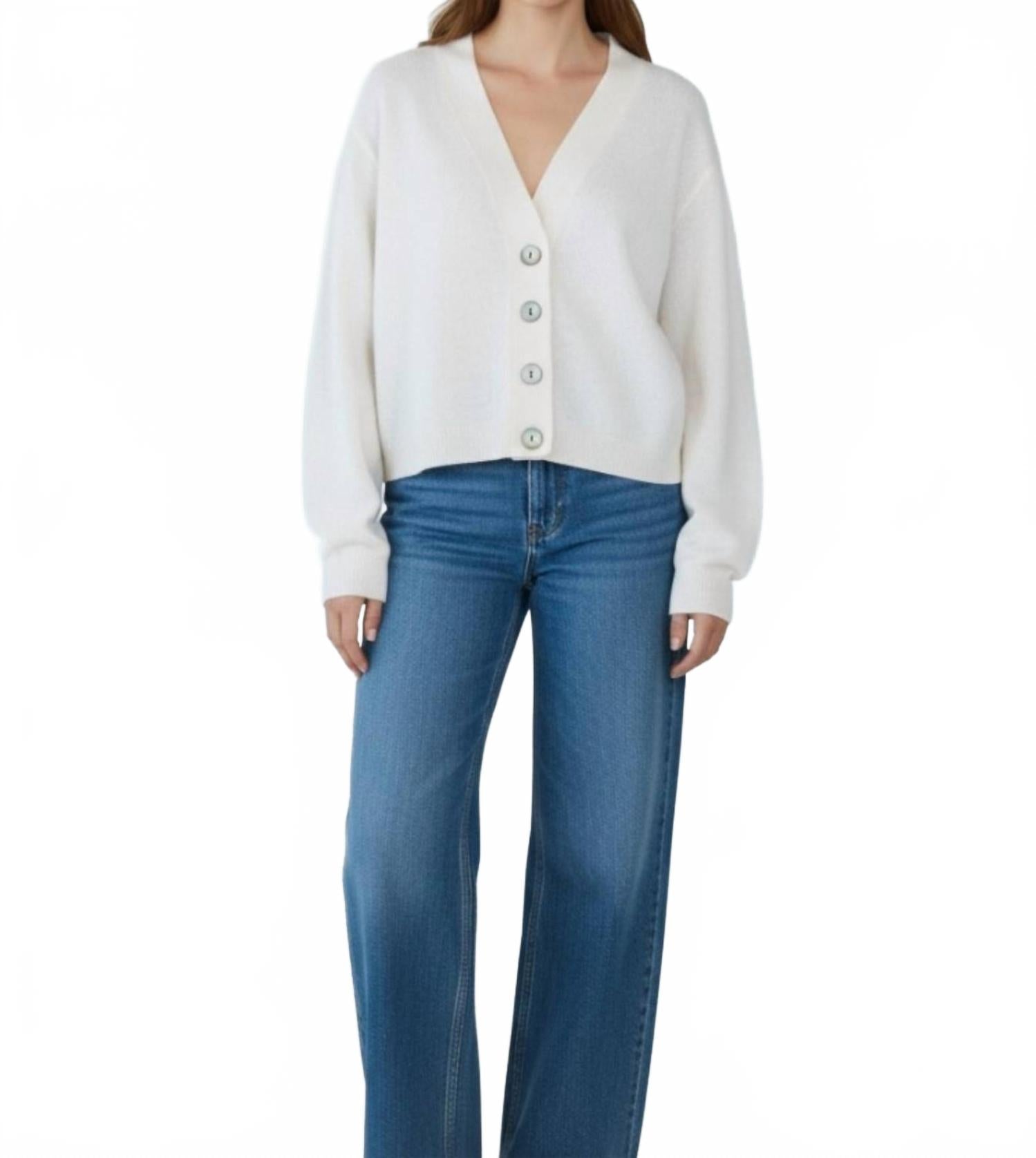 Alani Cashmere Cardigan In Antique White
