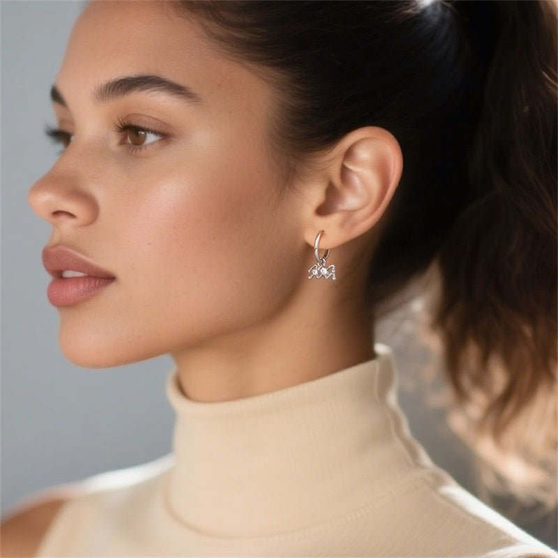 Aquarius Constellation Zodiac Hoop Earrings