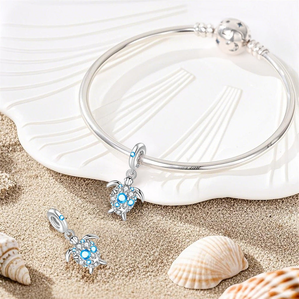 Blue Crystal Sea Turtle Dangle Charm