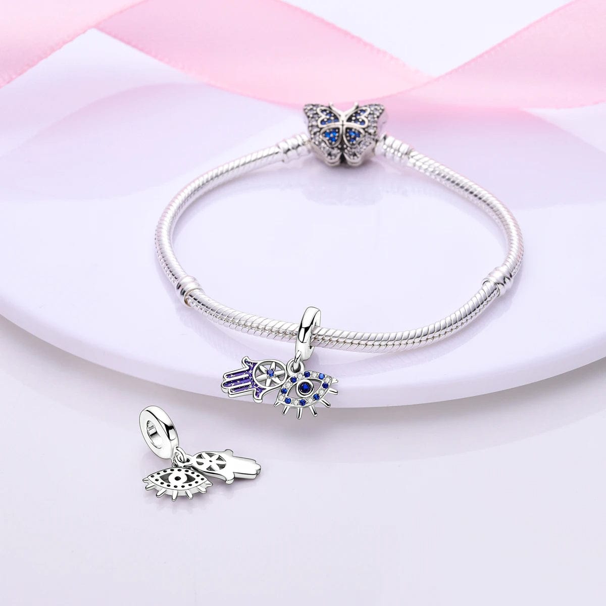 Blue Eye and Hand of Fatima Charm