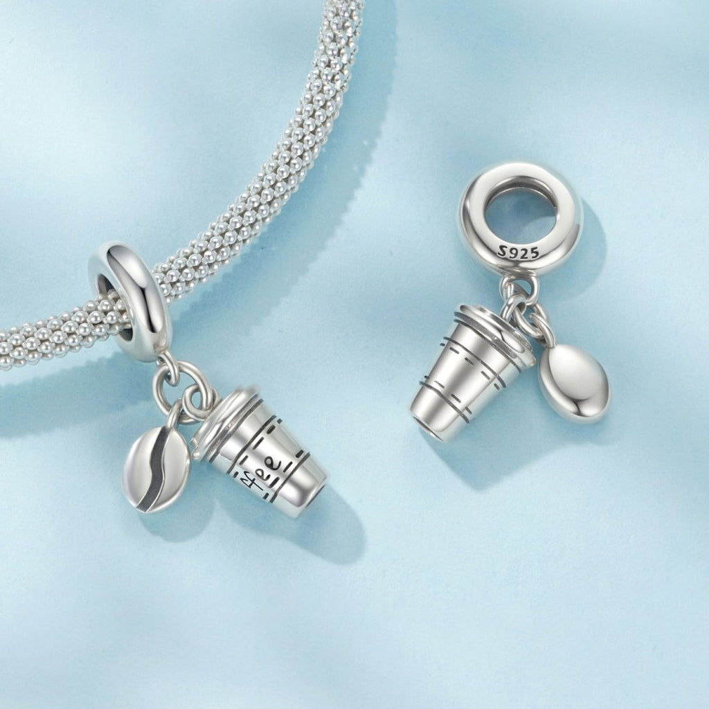 Coffee Cup & Bean Dangle Charm