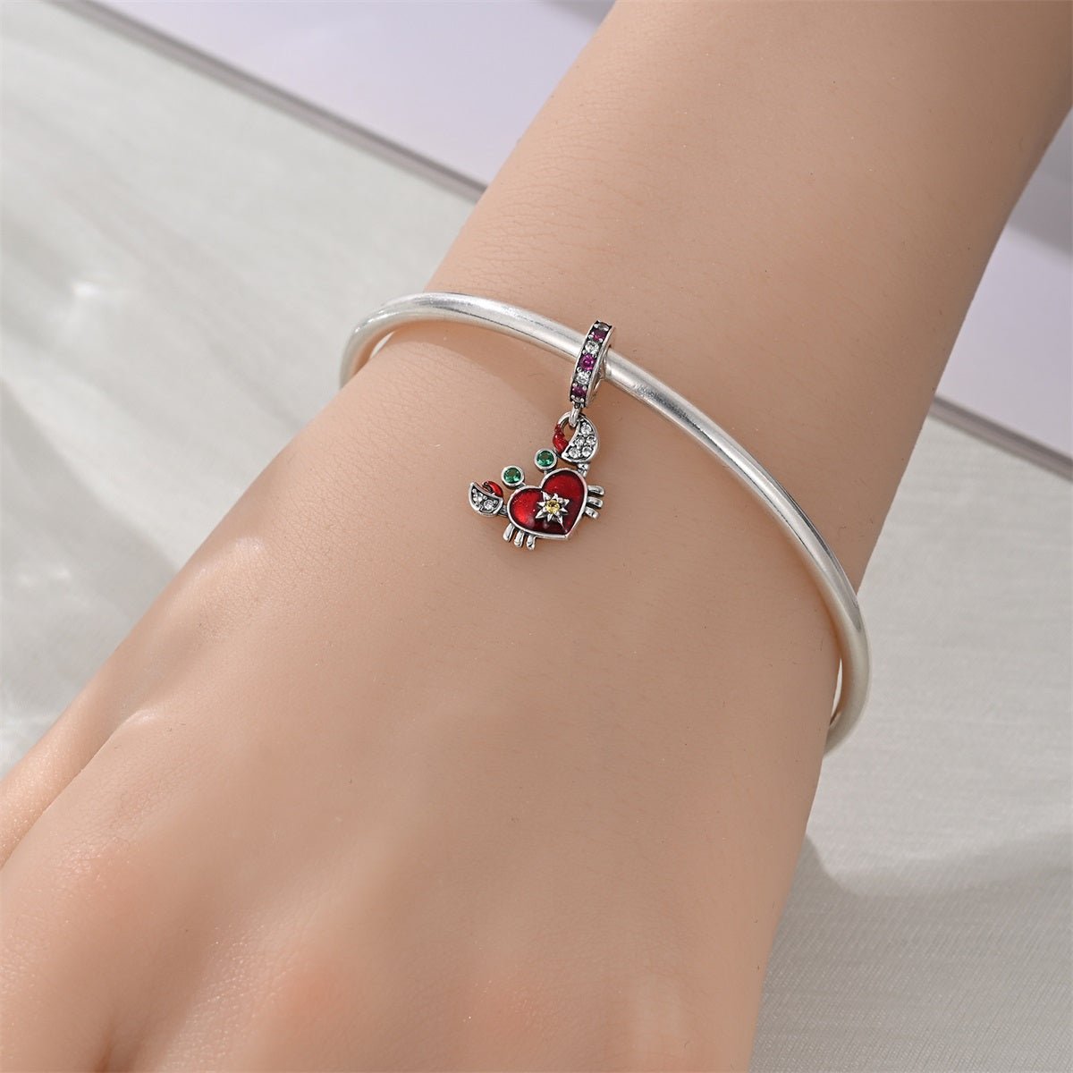 Crab with Heart Shell Dangle Charm