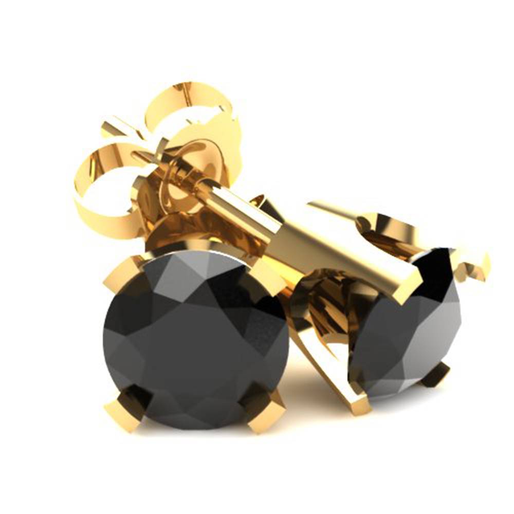 .75Ct Round Brilliant Cut Heat Treated Black Diamond Stud Earrings in 14K Gold Classic Setting