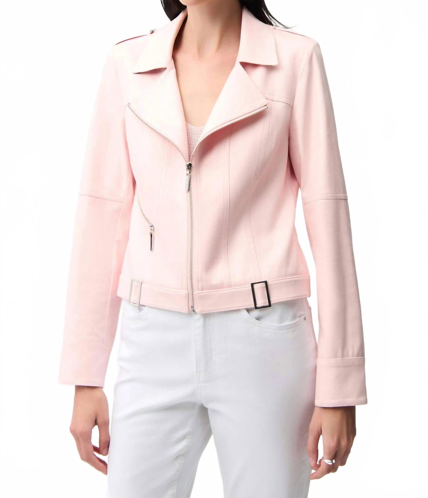 Foiled Faux Suede Jacket In Petal Pink