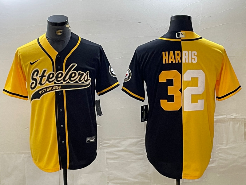 Men's Pittsburgh Steelers Franco Harris #32 Yellow/Black Game Jersey1 Joint Edition