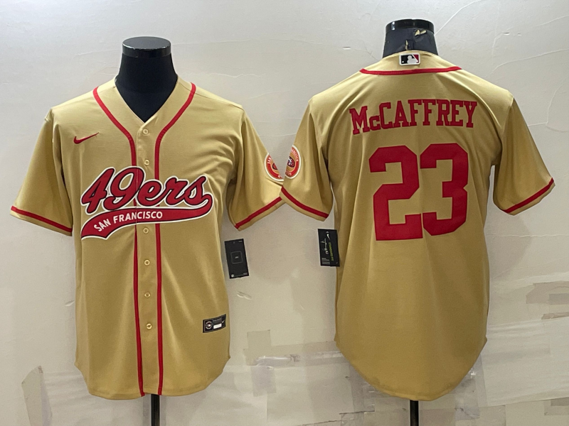 Men's San Francisco 49ers Christian McCaffrey #23 Gold Game Jersey1 Joint Edition