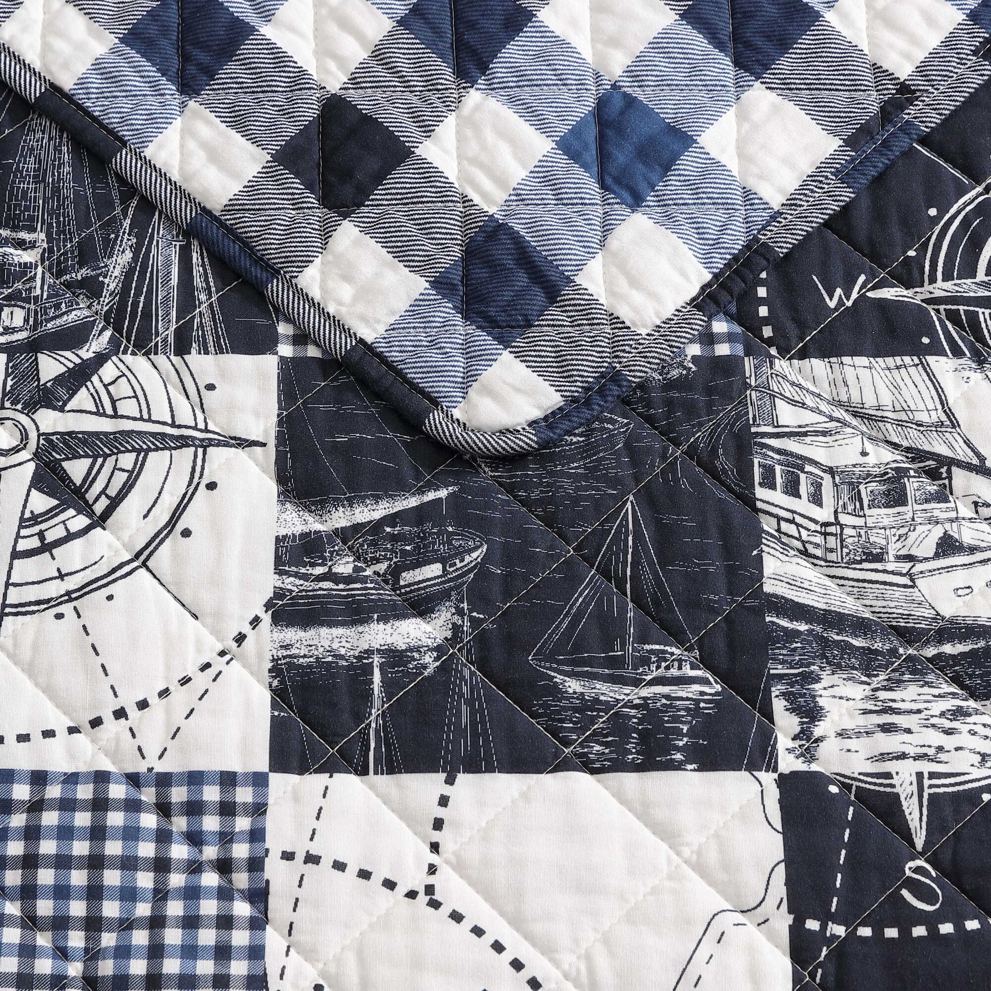 Nautica Sailor's Patchwork Blue King Quilt Set
