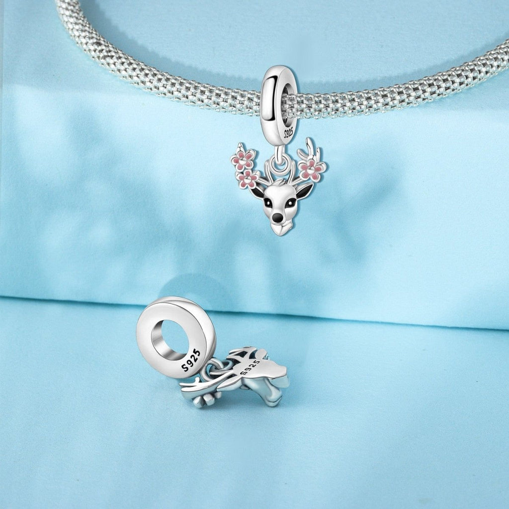 Floral Antler Deer Charm